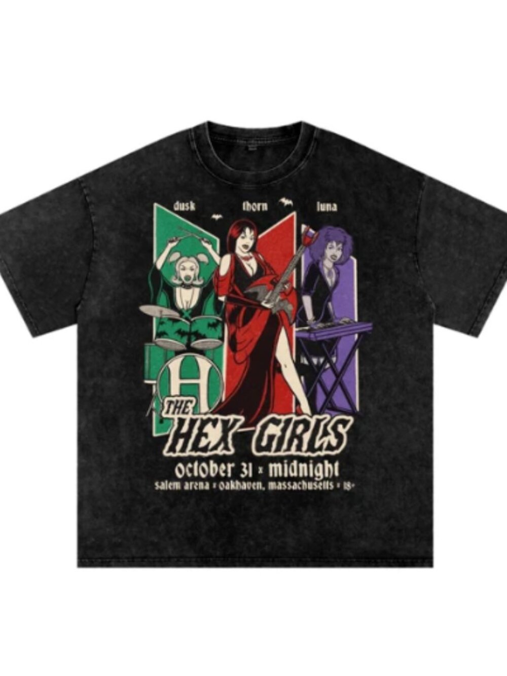 Vintage Hex Girls Acid Black Graphic Tee – Unisex Size XL